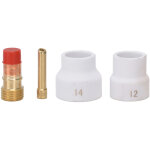 Kit de 4 lentilles � gaz tig, coupelle en c�ramique blanche, porte - �lectrode biseaut� court, connecteur ...