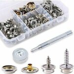 Alovez - kit de 40 boutons - pression en toile marine avec vis en mtal pour bateau, douille avec 2 outils ...