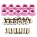 Kit de 40 pi�ces pour torche de d�coupe plasma ag60 sg55 : consommables (�lectrodes, buses, coupelles). ...