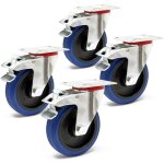 Wiltec ? roulette pivotante 4x 125 mm ? capacit� 200 kg ? blocage total ? plaque de montage 105 x 80 ...