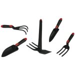 Kit 5 outils de jardin serfouette - plantoir large - plantoir fin - mini fourche 3 dents - rateau 3 dents ...
