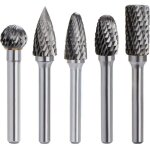 Kit de 5pcs fraises rotatives en carbure de tungstne double coupe tige 6mm tte 10mm outil dremel perceuse ...