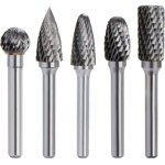 Kit de 5pcs fraises rotatives en carbure de tungst�ne double coupe tige 6mm t�te 10mm outil dremel perceuse ...
