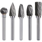 Kit de 5pcs fraises rotatives en carbure de tungst�ne double coupe tige 6mm t�te 10mm outil perceuse ...