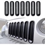 Kit 7 pi�ces de grilles avant noires pour jeep wrangler et wrangler unlimited 2007 - 2015