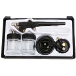 Kit arographe avec botier en plastique. tuyau et adaptateur. pompe  air pour pistolet  peinture