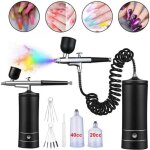 Kit a�rographe avec compresseur pistolet pulv�risateur portable sans fil pour ongles, peinture, maquillage, ...