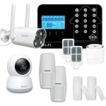 Kit alarme maison connect�e sans fil wifi box internet et gsm futura noire smart life et 2 cam�ra wifi ...