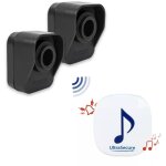 Kit alerte de passage 600m 'balcon' - 2 d�tecteurs mouvement autonome & carillon lumineux 35 m�lodies ...
