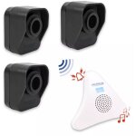 Kit alerte passage 600m 'classic' 3 dtecteurs mouvement autonomes / 1 carillon triangle 35 mlodies ...