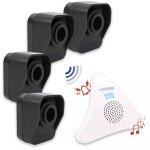 Kit alerte passage 600m 'classic' 4 dtecteurs mouvement autonomes / 1 carillon triangle 35 mlodies ...