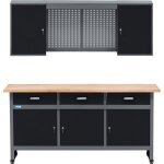 Kit d'atelier k�pper 70421 - 9, �quipement d'atelier, �tabli 170 cm avec plateau en h�tre massif, armoire ...