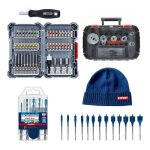Kit bosch 5 forets expert + assortiment d?embouts de vissage + coffret de scie trpan + trousse mches ...