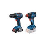 Bosch - kit compos d'une perceuse - visseuse et d'une visseuse  chocs sans fil 18 v avec 2 batteries ...