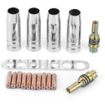 Kit de buses de torche de soudage 17 pi�ces / ensemble, embouts de contact 0. 8mm, support de buse mig ...