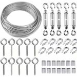 Kit de c�ble m�tallique en acier inoxydable de 30 m / 2 mm avec tendeur de fil robuste m5, kit de rouleau ...