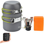 Kit de casserole camping, batterie cuisine camping avec mini r�chaud gaz ultral�ger aluminium camping ...