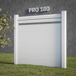Kit clôture pro pvc blanc h. 180 cm x l. 11. 30 m - 2 lisses claire - voie + 7 soubassements Kit clôture pro pvc blanc h. 180 cm x l. 11. 30 m - 2 lisses claire - voie + 7 soubassements