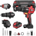 Kit combin� sans fil 20v teeno, 3en1 ensemble d'outils multifonctions pour le travail du bois avec bo�te ...