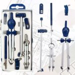 [jamais utilis�] kit de compas metal boussole dessin, convertisseur compas de menuisier, mine compas ...