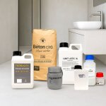 Kit complet béton ciré spécial salle de bain 5m² - vernis polyuréthane, haute protection - mat béton ... Kit complet béton ciré spécial salle de bain 5m² - vernis polyuréthane, haute protection - mat béton ...