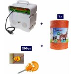 Kit complet pour cl�ture �lectrique : 1 x electrificateur 220v + 1 x fil 1000 mt 4 mm� + 200 pcs isolateur ...