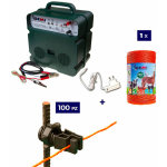 Kit complet pour cl�ture �lectrique : 1 x electrificateur b12 double alimentation 12 v / 220 v + 1x fil ...