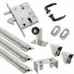 Kit complet portail coulissant ? 2 roues gorge u 20mm en applique sur roulement ? rail acier 9m ? serrure ...