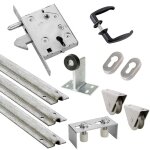 Kit complet portail coulissant roue acier gorge u en applique �100x16mm + rail 9m estebro