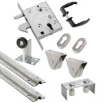 Kit complet portail coulissant roue nylon gorge u en applique �80x20mm + rail 6m estebro