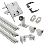 Kit complet portail coulissant roue nylon gorge u en applique �80x20mm + rail 9m estebro