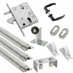 Kit complet portail coulissant roue nylon gorge u � encastrer �80x20mm + rail 9m estebro