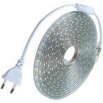 Kit complet ruban led 10 m�tres 220v silicone �tanche ip68 blanc froid 6000�k smd5050 60led / m - pas ...