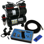 Wiltec kit airbrush avec compresseur as 196 ? r�servoir 3 l 30 - 35 l / min ? pistolet a�rographe 116, ...