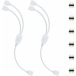 Kit de connecteurs pour ruban led, 2pcs s�parateur de bande led 4 broches 1 � 2 c�ble diviseur connecteur ...