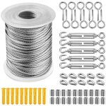 Kit de corde en acier inoxydable gain�e nylon 30 m ? tendeur pvc pour tentes, linge, luminaires et jardin ...