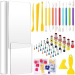 Kit de coupeurs pour argile polym�re 57 pi�ces, avec rouleau � argile en acrylique, machine � rouler, ...