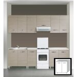 Kit sous e'vier meuble bas 2 portes pour cuisine e'quipe'e coloris gris me'le'ze finitions orme Kit sous e'vier meuble bas 2 portes pour cuisine e'quipe'e coloris gris me'le'ze finitions orme