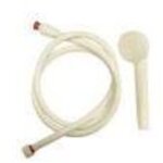 Kit de douche dame pour h�pitaux avec douchette blanche 1 jet et flexible pvc blanc � rep�re rouge jetable ...