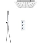 Hudson reed - kit de douche thermostatique � encastrer avec pomme plafonnier 40x40cm - douchette fonctions ...