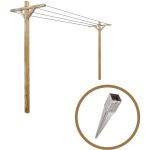 C�monjardin ? kit �tendoir � linge ext�rieur en bois pin sylvestre ? longueur 3 m�tres ? supports � enfoncer ...