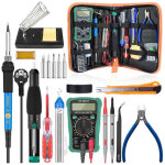 Kit de fer � souder, kit de soudure 60 w, temp�rature r�glable 200 450 �c, multim�tre, 5 pannes � souder, ...