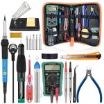 Kit de fer � souder, kit de soudure 60 w, temp�rature r�glable 200 450 �c, multim�tre, 5 pannes � souder, ...