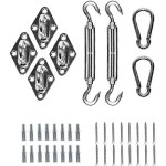 Kit de fixation voile d'ombrage - acier inoxydable 304 kit accessoires de fixation de matriel pour voile ...