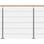 Kit garde - corps aluminium gris alu 2m pose � plat avec main courante h�tre, inoline kordo