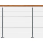 Kit garde - corps aluminium gris alu 2m pose � plat avec main courante teint�e ch�ne, inoline kordo