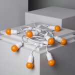 Kit guirlande waterproof 5. 5m blanche + 8 ampoules led e27 g45 3w de couleurs orange