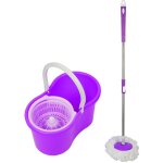 Skecten - kit de lavage de sol / serpillre - balai + seau d'essoreuse - violet