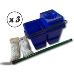 Kibros - kit lave sol seau 2 compartiments 2 serpillres - lot de 3 - kit lave - sol