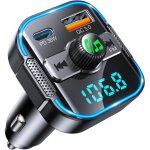 Kit mains libres bluetooth pour voiture, �metteur fm bluetooth 5. 3 et chargeur rapide 36 w pd + 18 w ...